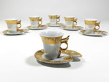 Demitasse Cup and Saucer Gold White Imperial Set Of 6