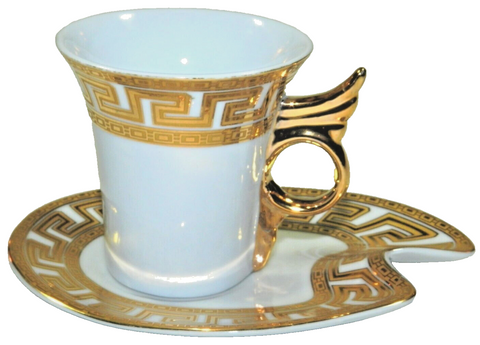 Demitasse Cup and Saucer Gold White Imperial Set Of 6