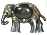 Metal Elephant Ashtray Signed India 147B-66 Black Metal Silver Floral Flower Design Baby Elephant Cigarette Tobacco Ashtray Three Cigarette Divot Joint Ashtray Medical Marijuana Cannabis Joint Ashtray Elephant African Safari Tiki Hut Decor Man Cave Smoking Room Bar Ashtray Antique Metal Elephant Vintage Metal Elephant