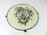 Reverse Painted Glass Plate Vintage
