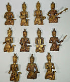 Antique Asian Musician Figures Wood Carved Gold Gilt