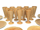 Vintage Betty Utley Ice Cream Waffle Sugar Cone Glasses And Plates