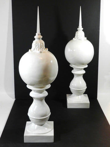 Modern Tabletop Sculpture Ornamental Sphere Finial Garden Sculptures Color Off White Lacquer Finish Resin Composite Z Gallerie Home Furnishings Office Decor Large Accent Pieces Traditional Decorative Accessory Accessories Large Architectural Statement Piece Point Of Interest Unique Movie Prop Cylindrical Column Pair
