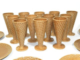 Vintage Betty Utley Ice Cream Waffle Sugar Cone Glasses And Plates