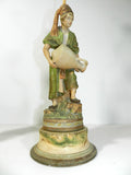 Antique Peasant Figural Lamp Man Women Pair