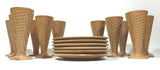 Vintage Betty Utley Ice Cream Waffle Sugar Cone Glasses And Plates