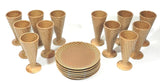 Vintage Betty Utley Ice Cream Waffle Sugar Cone Glasses And Plates