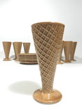 Vintage Betty Utley Ice Cream Waffle Sugar Cone Glasses And Plates