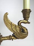 Antique French Empire Bronze Chandelier Swan