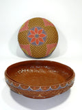 Woven Basket Lid Round Hand Painted
