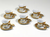 Demitasse Cup and Saucer Gold White Imperial Set Of 6