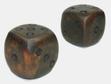 Antique Hand Carved Wood Dice