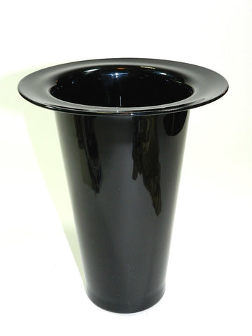 Ebony Black Art Glass Vase Ice Bucket Bottle Chiller Tall Magician Top Hat Prop Blenko Flower Vases Collectable Art Deco Mid Century Moden Barware Kitchen Decor