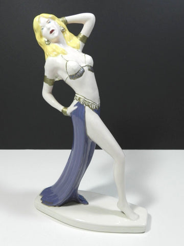 Vintage Art Deco Dancer Porcelain Figurine Signed Annette Hollywood Regency Decor Vegas Show Girl Dancers Handmade Hand Painted Art Nouveau Figural Women Girls 