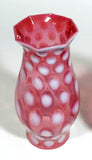 Vintage Fenton Cranberry Opalescent Coin Dot Hurricane Candle Lamp Globe