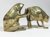 Vintage Brass Frog Bookends Pair