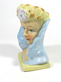 Vintage Porcelain Lady Head Vase Pen Holder 1920's