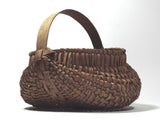 Vintage Miniature Ribbed Buttocks Basket Splint Handle Rare