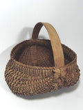 Vintage Miniature Ribbed Buttocks Basket Splint Handle Rare