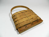 Vintage Woven Wall Door Hanging Basket Bent Wood Ash Oak Splint Handle Three Hooks Out Going Mail And Key Hooks Country Folk Art Natural Finish Hand Crafted USA