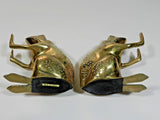 Vintage Brass Frog Bookends Pair