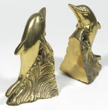 Vintage Brass Dolphin Bookends