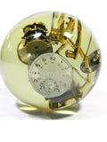 Vintage Antique Acrylic Orb Sphere Encased Watch Parts Elements Inside Lucite Ball Wrist Watch Collector Atomic Steampunk Sculpture Home Office Man Cave Decor 