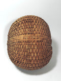 Vintage Miniature Ribbed Buttocks Basket Splint Handle Rare
