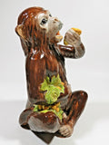 Vintage Ceramic Monkey Figurine Eating Grapes