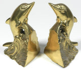 Vintage Solid Brass Bookends Dolphin On Waves Pair Home Office Nautical Decor Collector Antique Fish Sculpture Bookend Ocean Beach House Decor Hollywood Regency