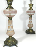 Vintage Pink Glass Table Lamp Pair