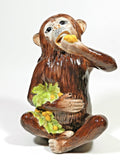 Vintage Ceramic Monkey Figurine Eating Grapes