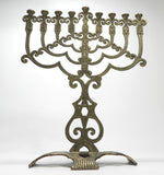 Vintage Bronze Menorah Israel Star Of David 9 Branch Candles Hanukkah Judaic Shalom Jewish Antique Brass Menorahs Collectibles Candle Holder Religious Metalware