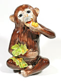 Vintage Brown Monkey Figurine Porcelain Ceramic Glazed Grapes Grape Leaves Tropical Island Decor Tiki Hut Tommy Bahama Theme Prop Chimpanzee Monkeys Statues 