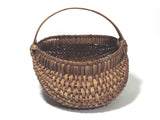 Vintage Miniature Ribbed Buttocks Basket Splint Handle Rare