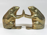 Vintage Brass Frog Bookends Pair