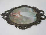 Antique Oval Picture Frame Convex Bubble Glass