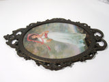 Antique Oval Picture Frame Convex Bubble Glass