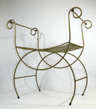 Vintage Metal Vanity Chair Hollywood Regency