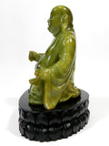 Vintage Sitting Buddha On Lotus Flower Jade Color