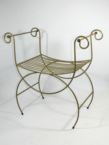 Vintage Metal Vanity Chair Hollywood Regency