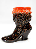 Victorian Ceramic Vase Boot Shoe Brown Orange