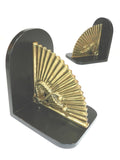 Brass Fan Bookends Hollywood Regency Spain