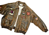 Vintage Flight Leather Bomber Jacket Womens Large