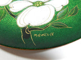 Enamel On Flower Plate Signed Margaret Ratcliff