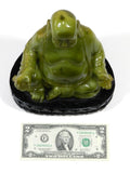 Vintage Sitting Buddha On Lotus Flower Jade Color