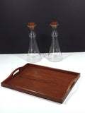 Carafe Barware Set Teak Tray Modern