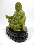 Vintage Sitting Buddha On Lotus Flower Jade Color