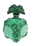 Vintage Bohemian Czech Malachite Jade Glass Perfume Bottle