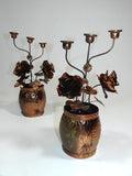 Copper Barrel Music Box Candle Holder Pair